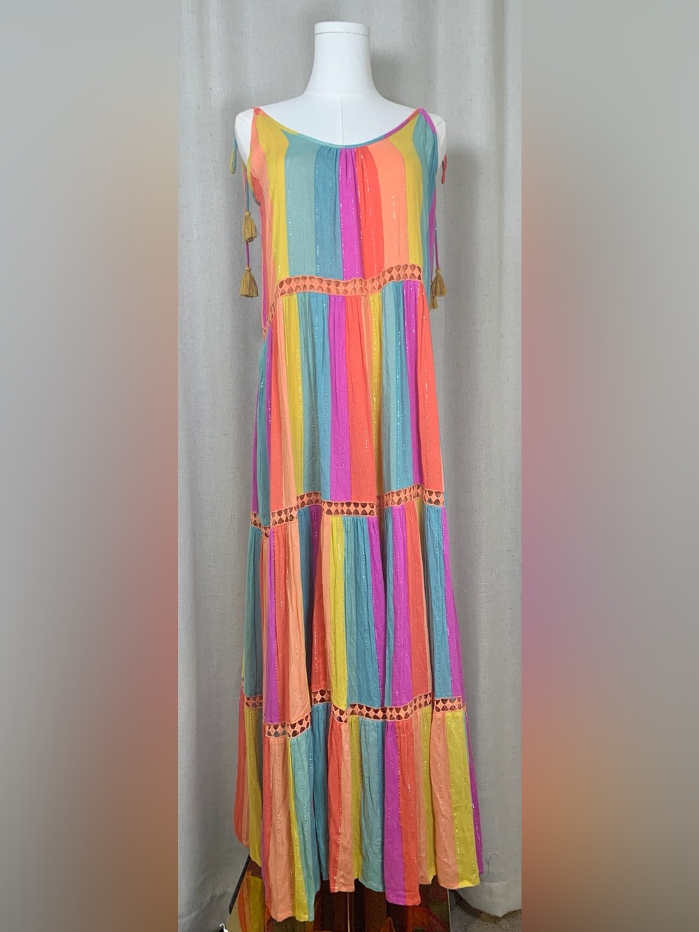 Z&L by Anthropologie Multicolor Rainbow Maxi Dress NEW Medium
